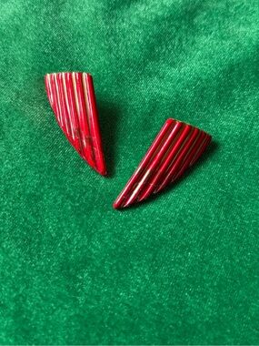 Red & Gold Ceramic Wing Earrings - Women Accessories